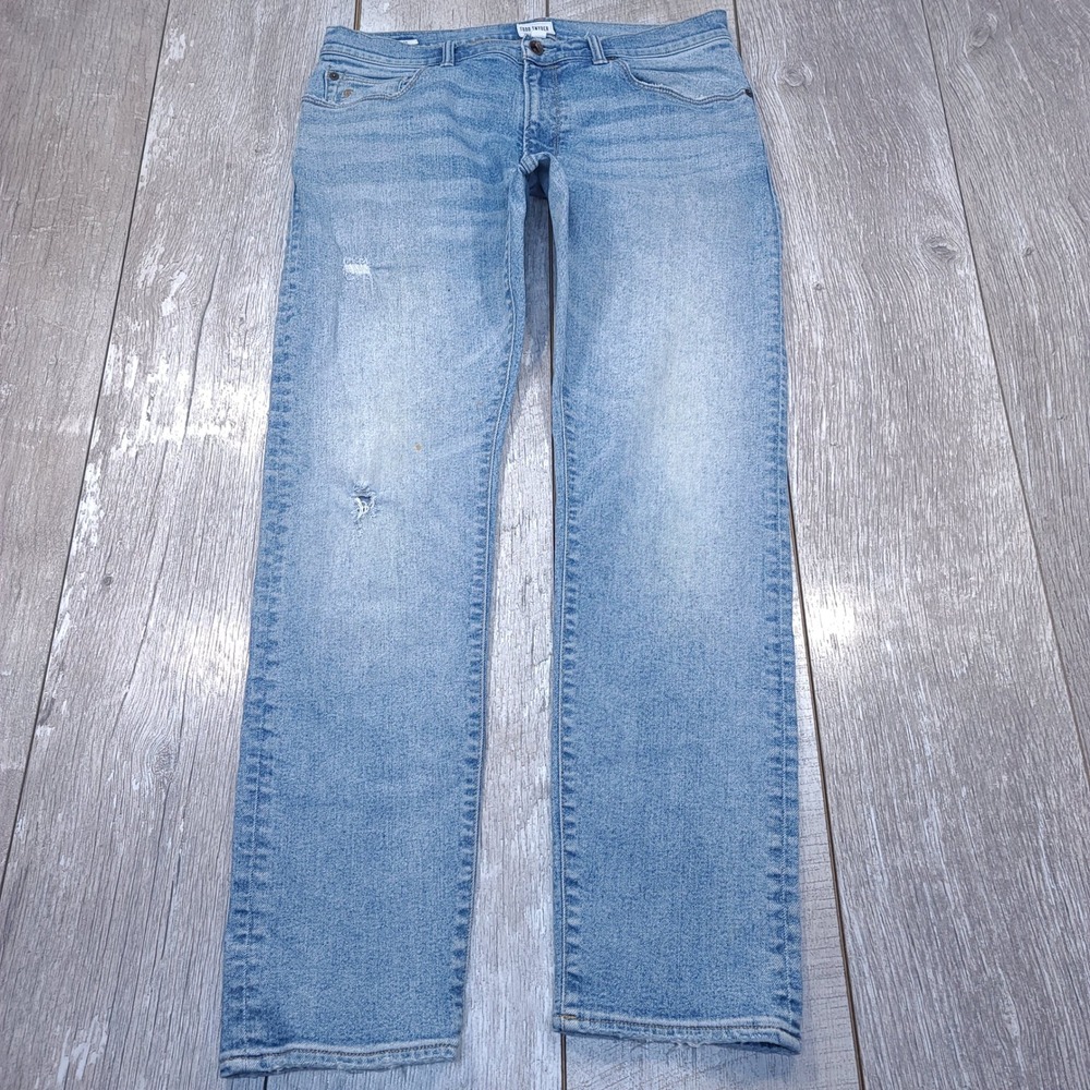 Todd Snyder Slim Fit Jeans Mens 32x32 Light Wash Distressed 5 Pocket Blue Denim